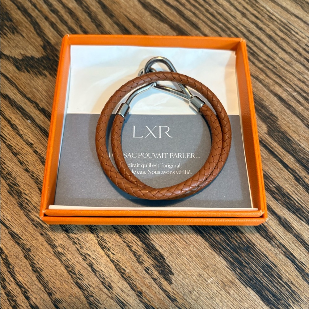 Hermes Jumbo Hook Double Tour Braided Leather Bracelet